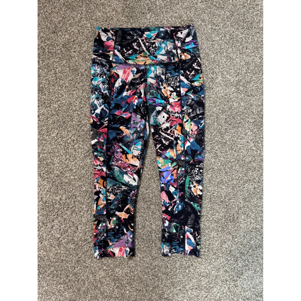 Lululemon High Rise Crop Leggings Size 4 Multi Color Abstract Print
